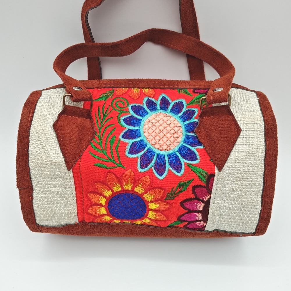Honduras Embroidered Floral Mini‎ Barrel Bag Boho Crossbody Purse